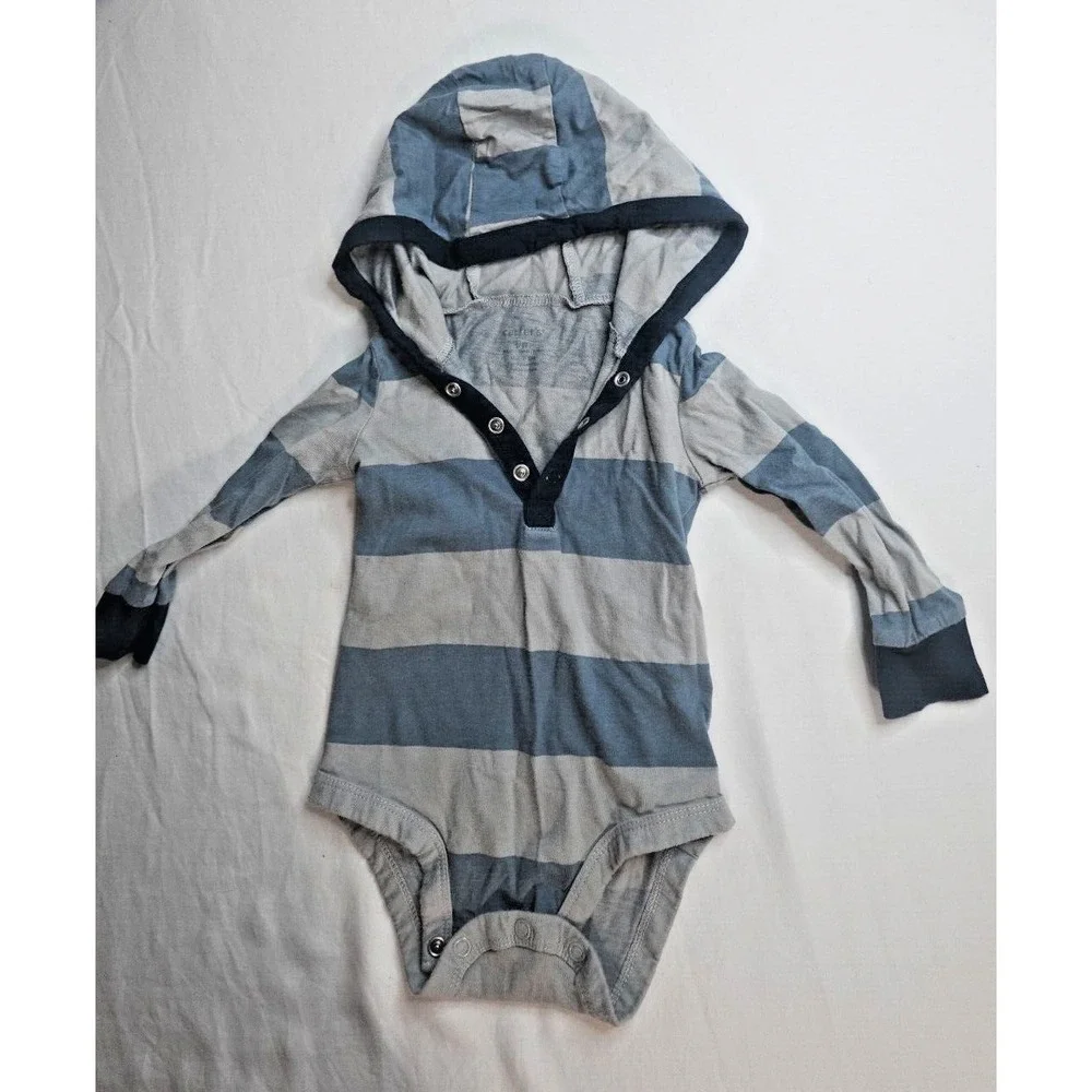 Carter's Baby Boys 9M‎ Hooded One-Piece Romper Navy Blue Cotton